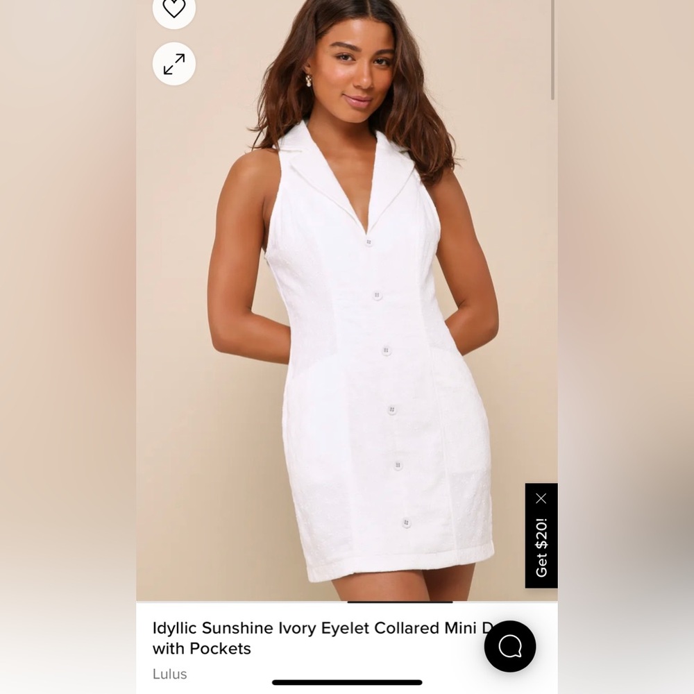 Ivory eyelet collared dress with pockets